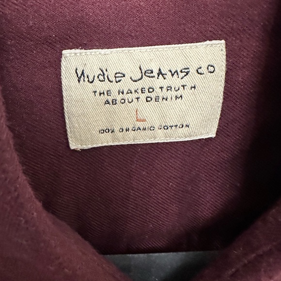 Nudie Jeans brushed cotton burgundy shirt size large - Picture 1 of 4